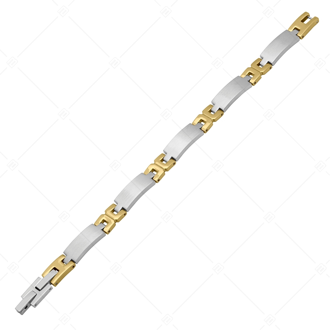 BALCANO - Hailey / Nemesacél karkötő selyemfényű csiszolással és 18K arany bevonatú "H" forma mintával (441491BC88)