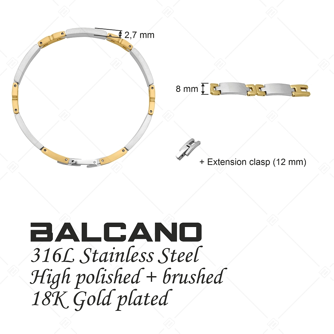 BALCANO - Hailey / Nemesacél karkötő selyemfényű csiszolással és 18K arany bevonatú "H" forma mintával (441491BC88)