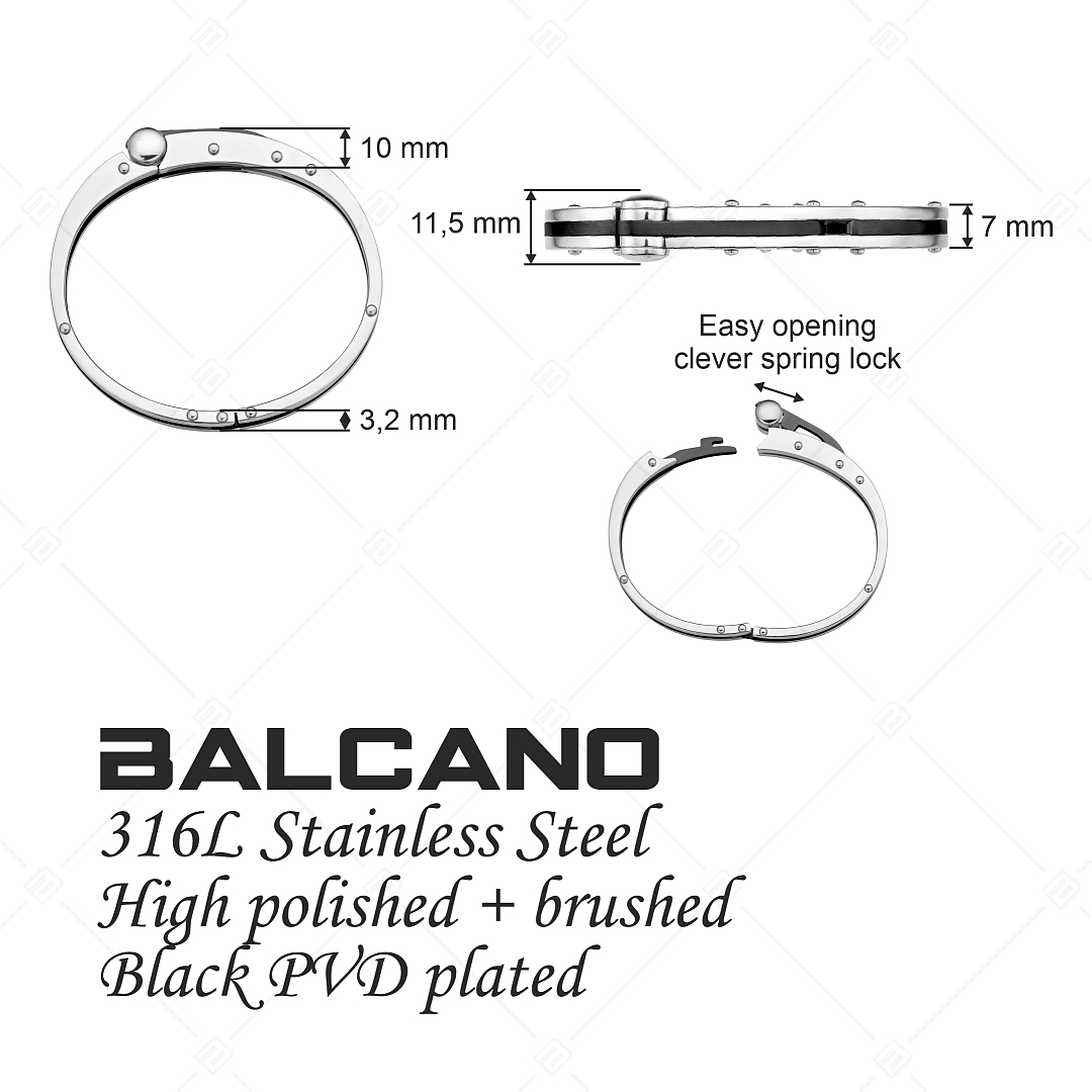 BALCANO - Beverly / Egyedi nemesacél karperec magasfényű polírozással és fekete PVD bevonattal (441492BC11)