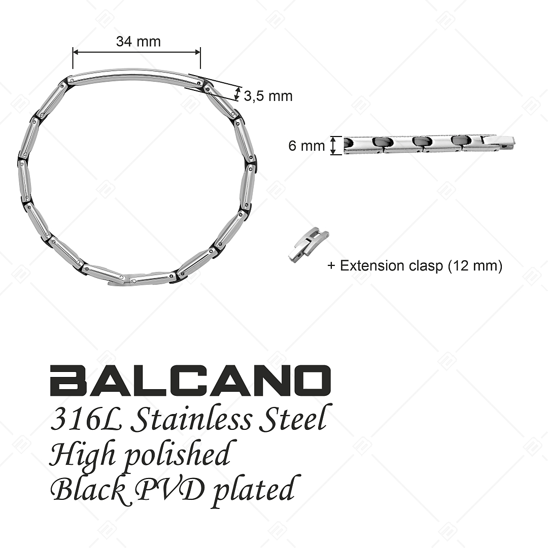 BALCANO - Taylor / Gravírozható, kerekített nemesacél karkötő magasfényű polírozással és fekete PVD bevonattal (441497BL11)