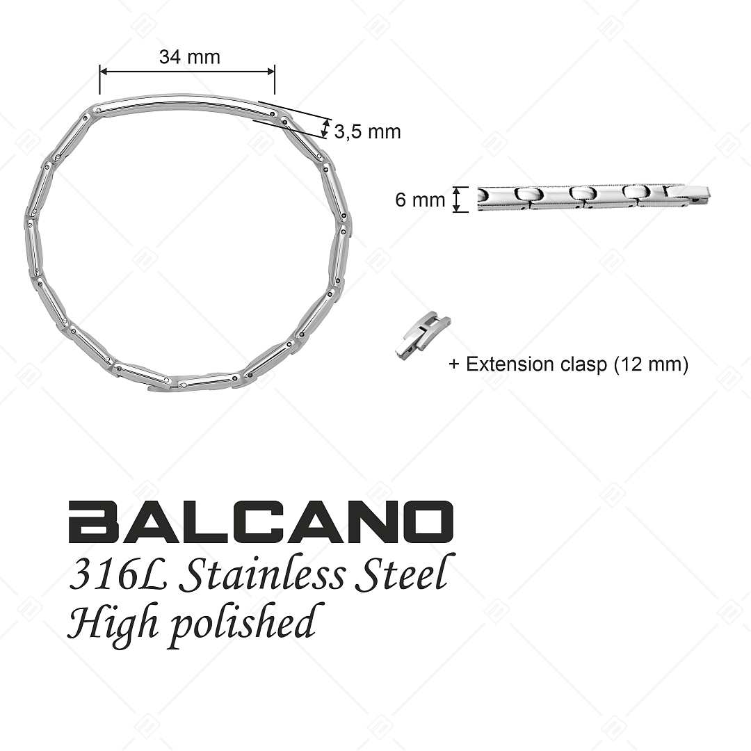 BALCANO - Taylor / Gravírozható, kerekített nemesacél karkötő magasfényű polírozással (441497BL97)