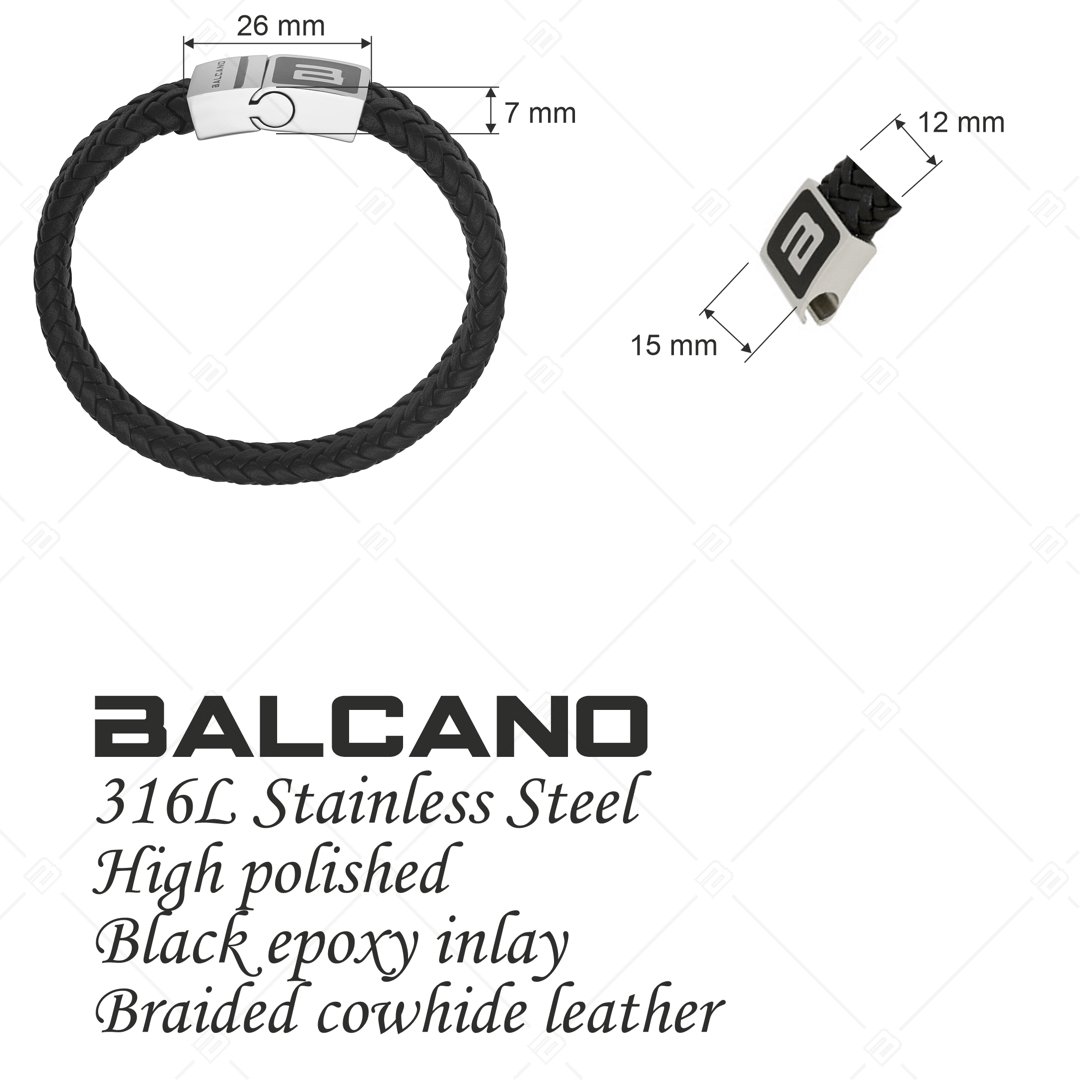 BALCANO - Leone /  Fonott bőr karkötő egyedi nemesacél kapocs fejrésszel (442005BL99)