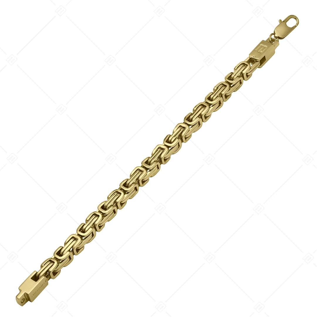 BALCANO - King’s Braid / Nemesacél szögletes szemes királylánc, bizánci lánc karkötő 18K arany bevonattal - 7 mm (442010BL88)