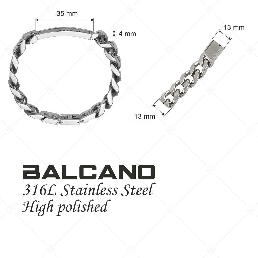 BALCANO - Steel Curb / Nemesacél pancer karkötő acél tábla berakásos fejrésszel (442013BL99)