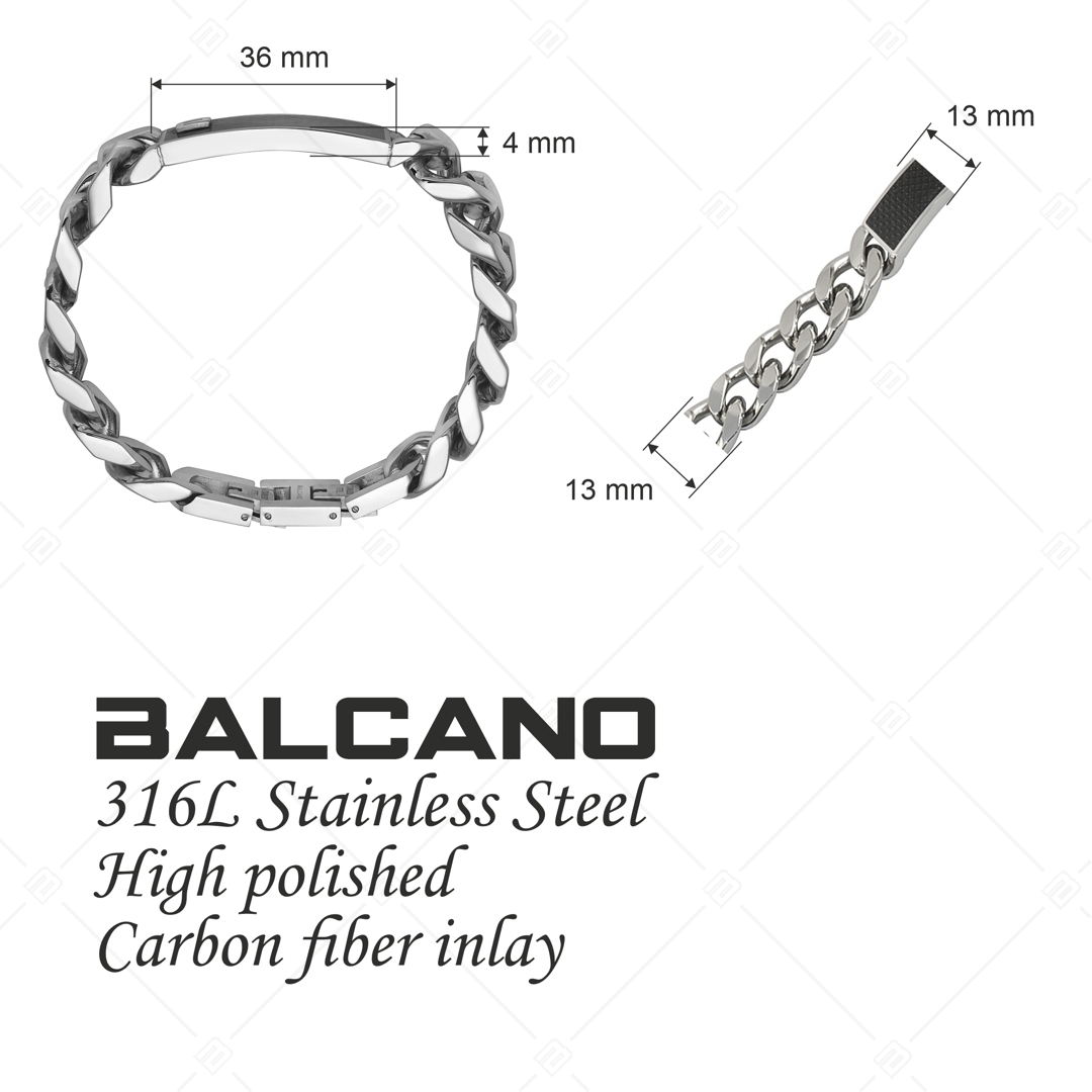 BALCANO - Carbon Curb / Nemesacél pancer karkötő szénszál berakásos fejrésszel (442014BL99)
