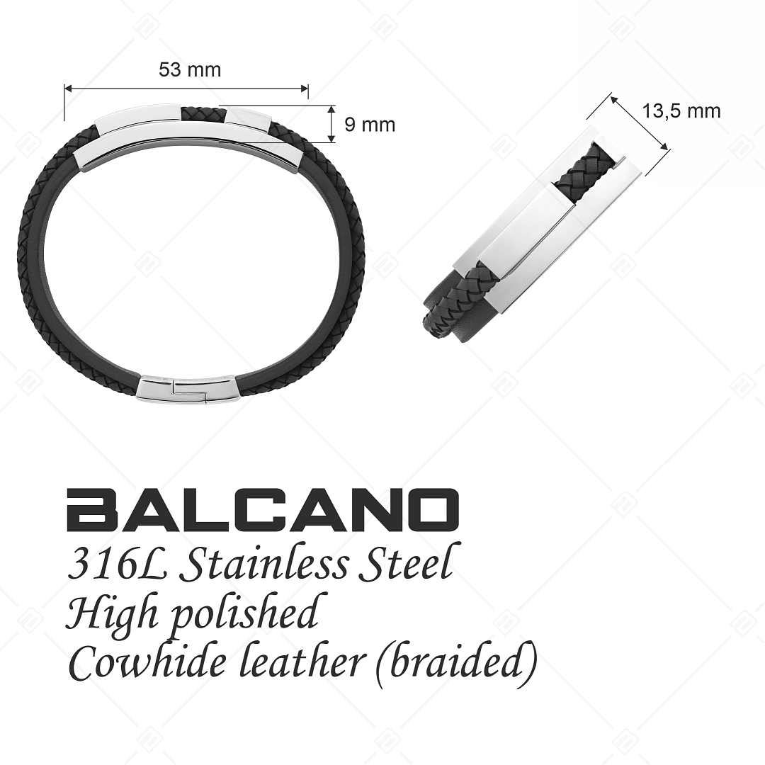 BALCANO - Forte / Valódi bőr karkötő nemesacél elemekkel (442021BL11)