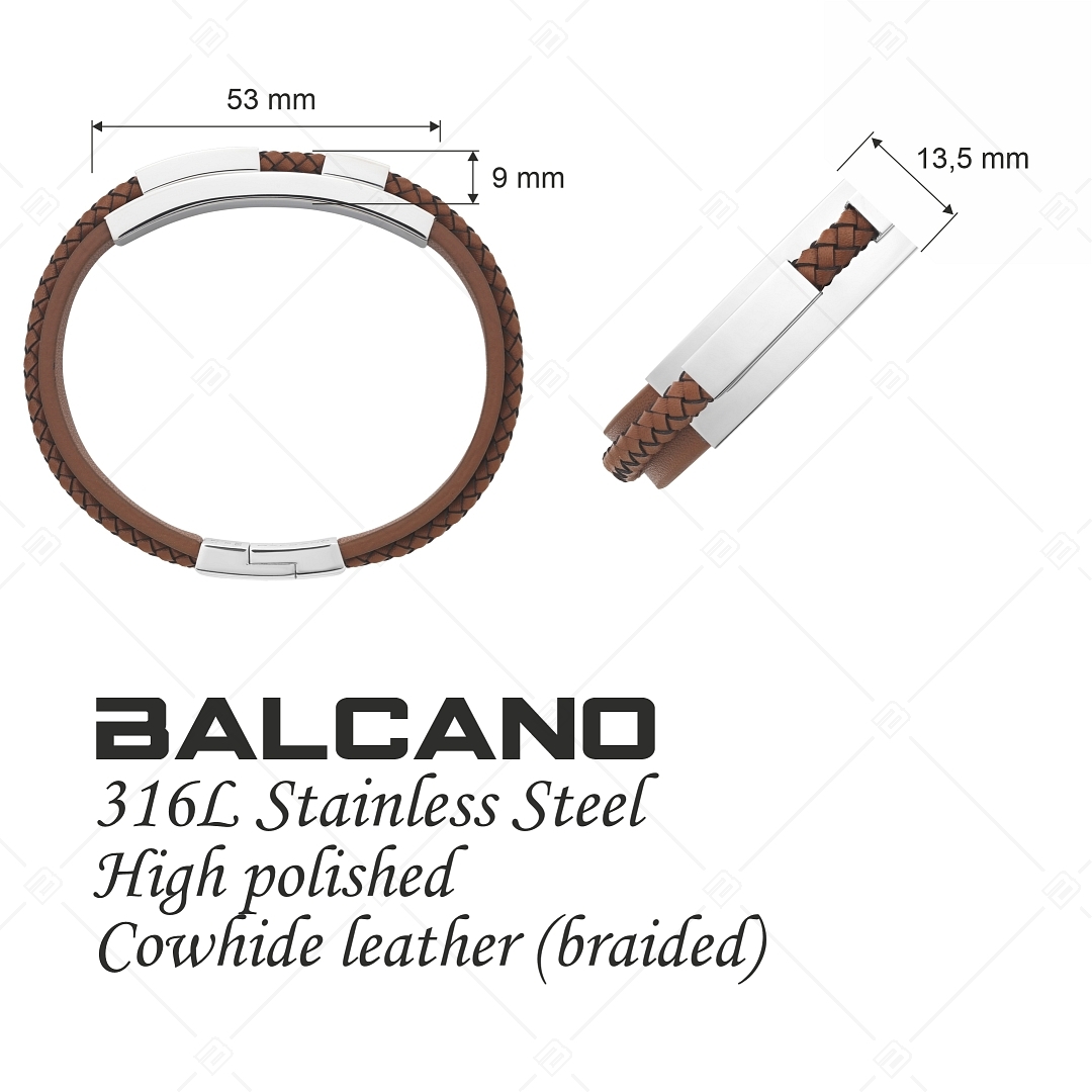 BALCANO - Forte / Valódi bőr karkötő nemesacél elemekkel (442021BL66)