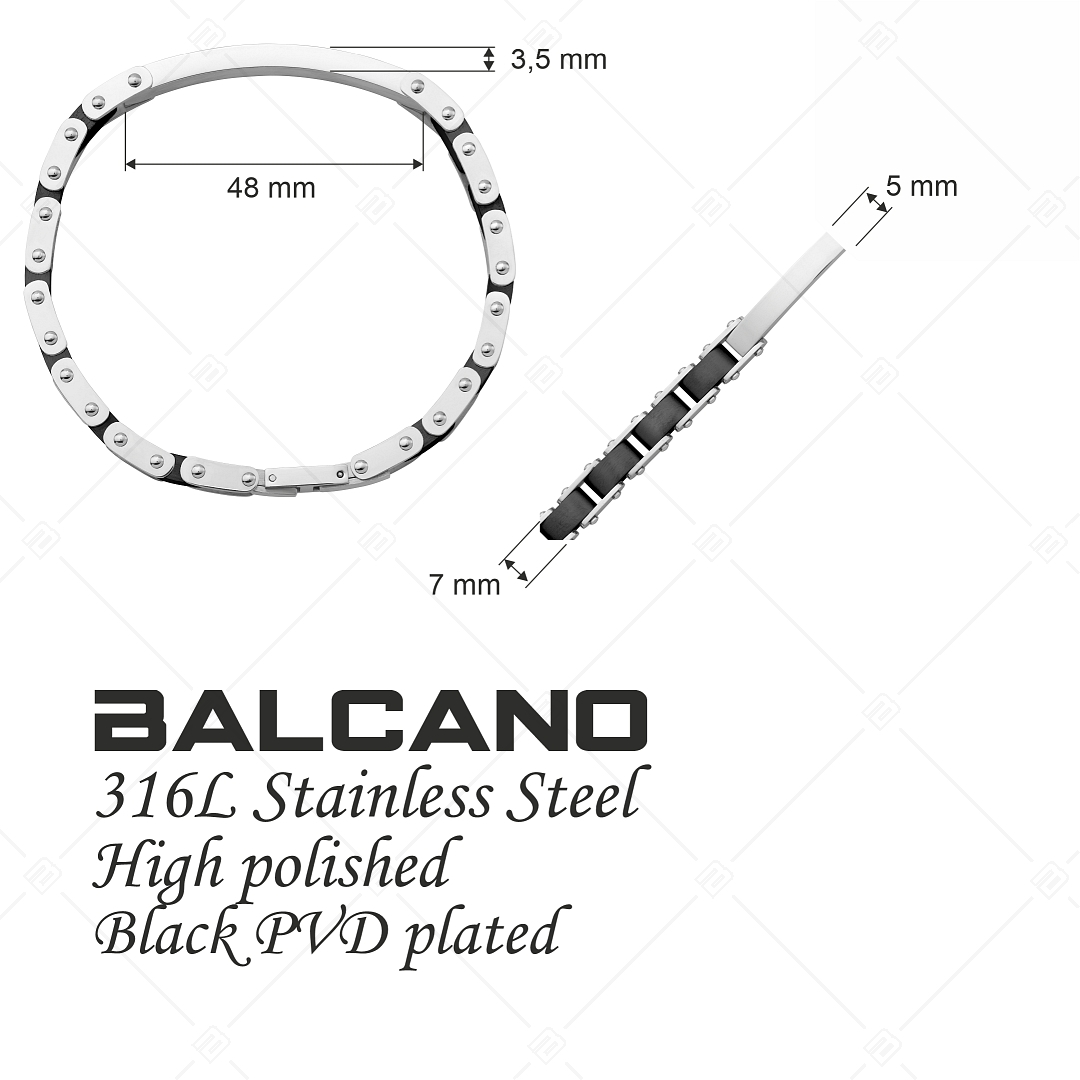 BALCANO - Vito / Nemesacél karkötő, magasfényű polírozással és fekete PVD bevonattal (442023BL11)