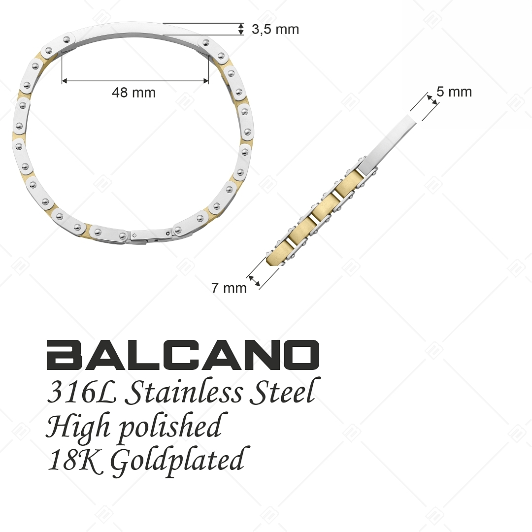 BALCANO - Vito / Nemesacél karkötő, magasfényű polírozással és 18K arany bevonattal (442023BL88)