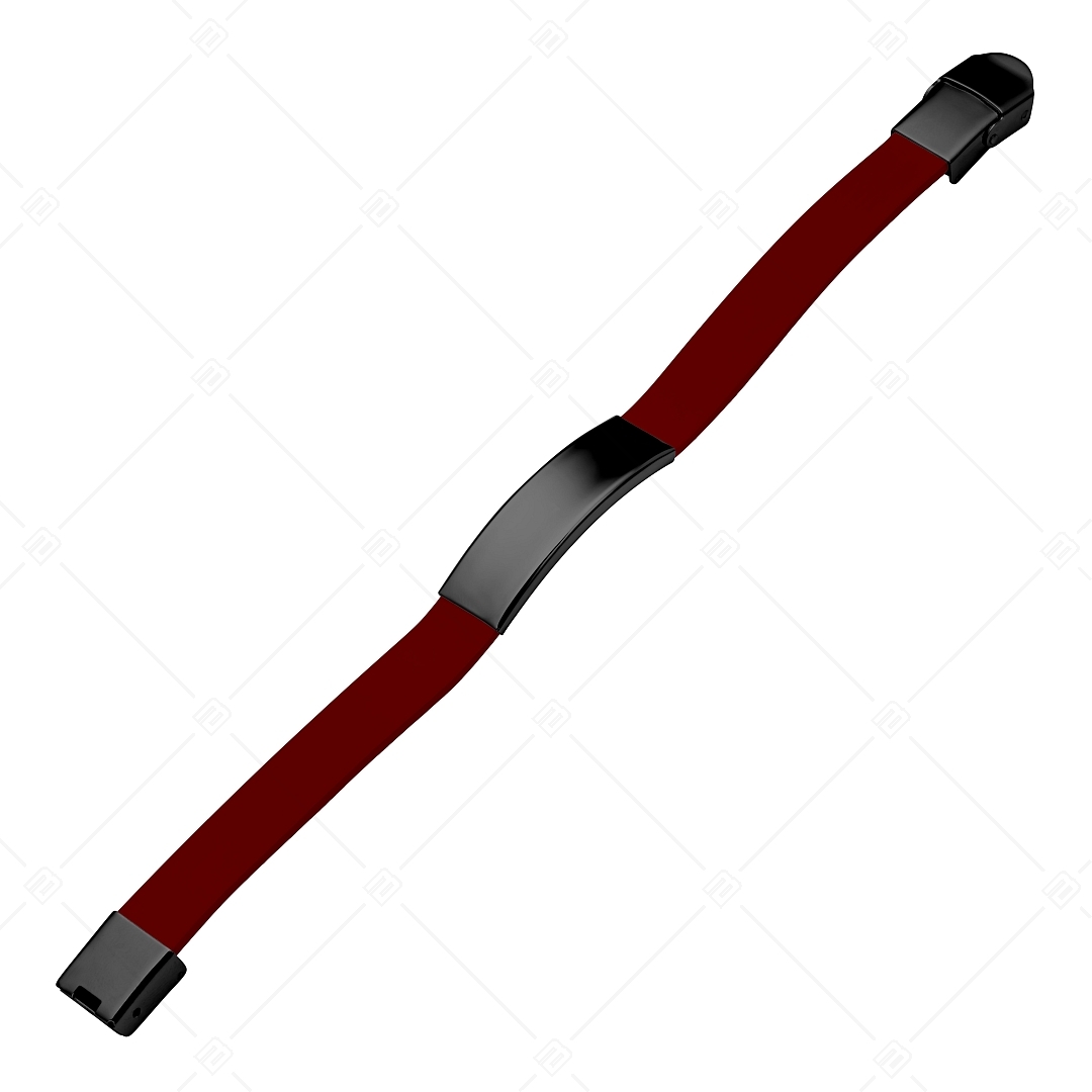 BALCANO - Bordó színű bőr karkötő, gravírozható, téglalap alakú fekete PVD bevonatú nemesacél fejrésszel (551011LT29)