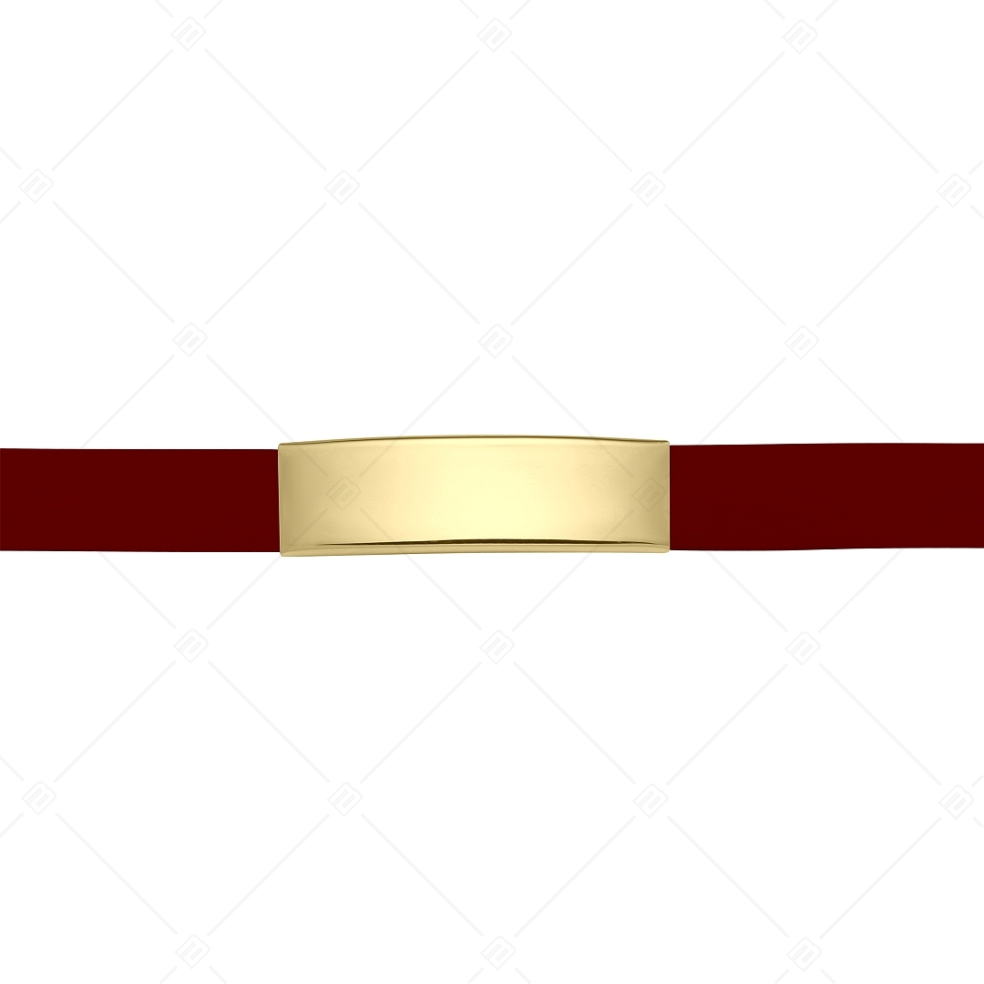 BALCANO - Bordó színű bőr karkötő, gravírozható, téglalap alakú 18K arany bevonatú nemesacél fejrésszel (551088LT29)