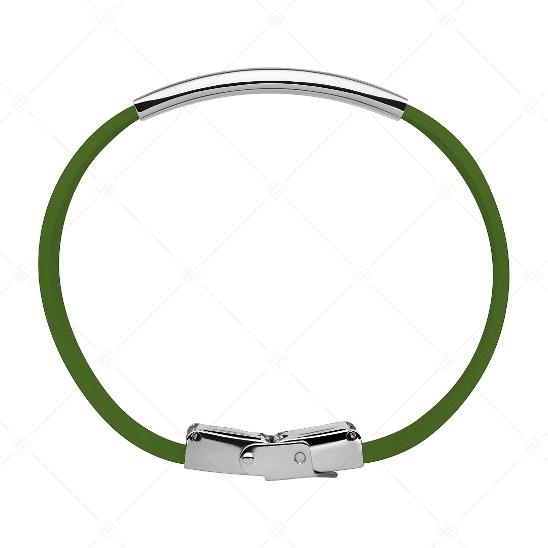 BALCANO - Zöld színű bőr karkötő, gravírozható, téglalap alakú nemesacél fejrésszel (551097LT38)