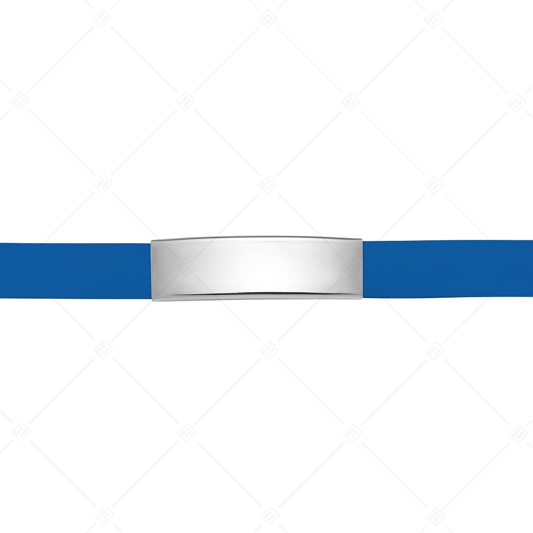 BALCANO - Kék színű bőr karkötő, gravírozható, téglalap alakú nemesacél fejrésszel (551097LT48)