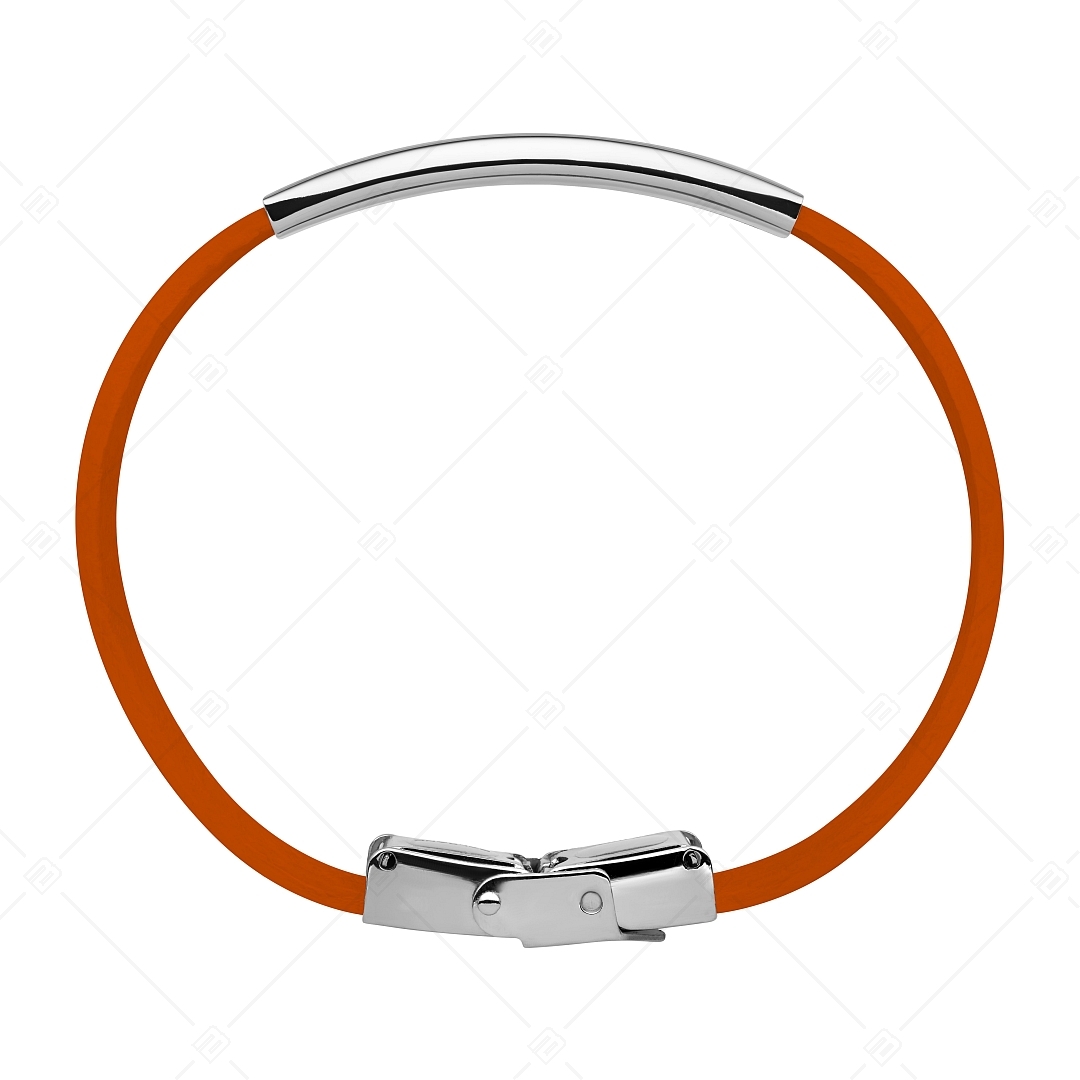 BALCANO - Narancs színű bőr karkötő, gravírozható, téglalap alakú nemesacél fejrésszel (551097LT55)