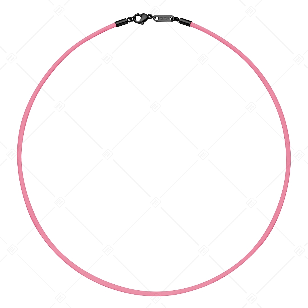 BALCANO - Cordino / Rózsaszínű bőr nyaklánc fekete PVD bevonatos nemesacél delfin kapoccsal - 2 mm (552011LT28)