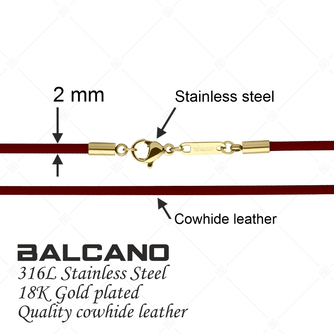 BALCANO - Cordino / Bordó bőr nyaklánc 18K arany bevonatos nemesacél delfin kapoccsal - 2 mm (552088LT29)