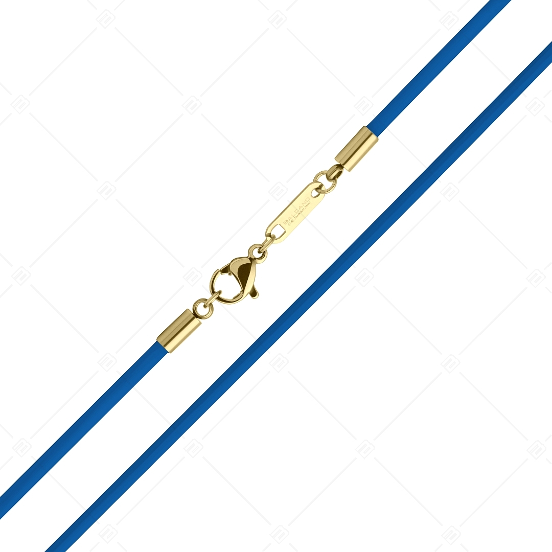 BALCANO - Cordino / Kék bőr nyaklánc 18K arany bevonatos nemesacél delfin kapoccsal - 2 mm (552088LT48)