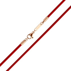 BALCANO - Cordino / Piros bőr nyaklánc 18K rozé arany bevonatos nemesacél delfin kapoccsal - 2 mm