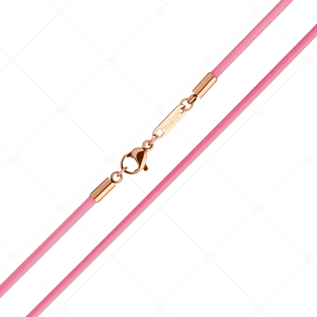 BALCANO - Cordino / Rózsaszínű Bőr nyaklánc 18K rozé arany bevonatos nemesacél delfin kapoccsal - 2 mm (552096LT28)