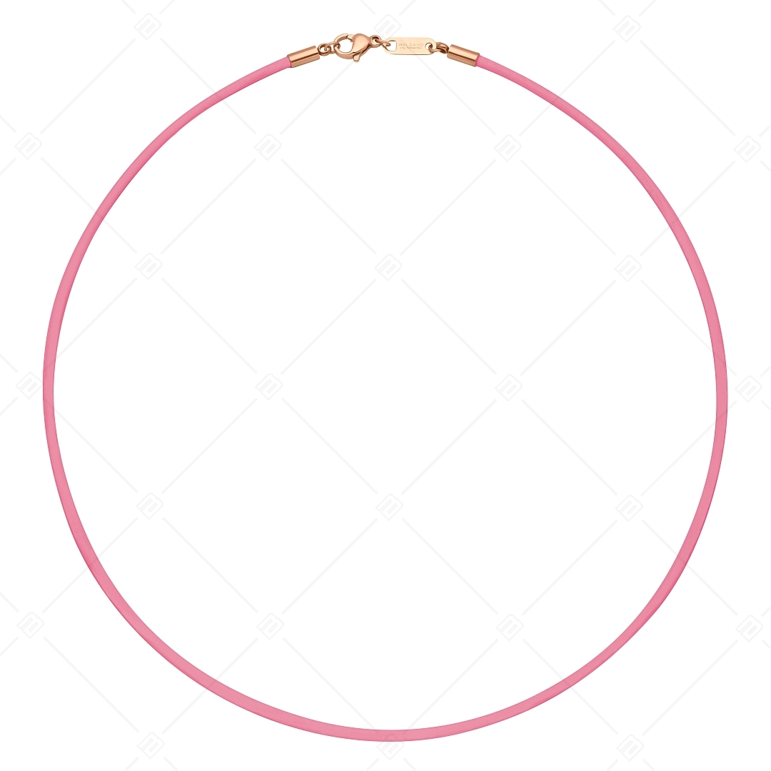 BALCANO - Rózsaszínű Bőr nyaklánc 18K rozé arany bevonatos nemesacél delfin kapoccsal - 2 mm (552096LT28)