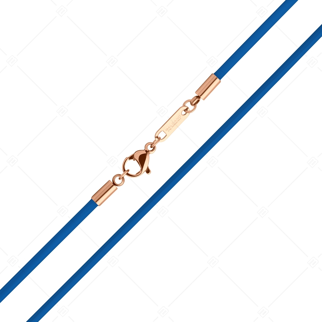 BALCANO - Cordino / Kék bőr nyaklánc 18K rozé arany bevonatos nemesacél delfin kapoccsal - 2 mm (552096LT48)