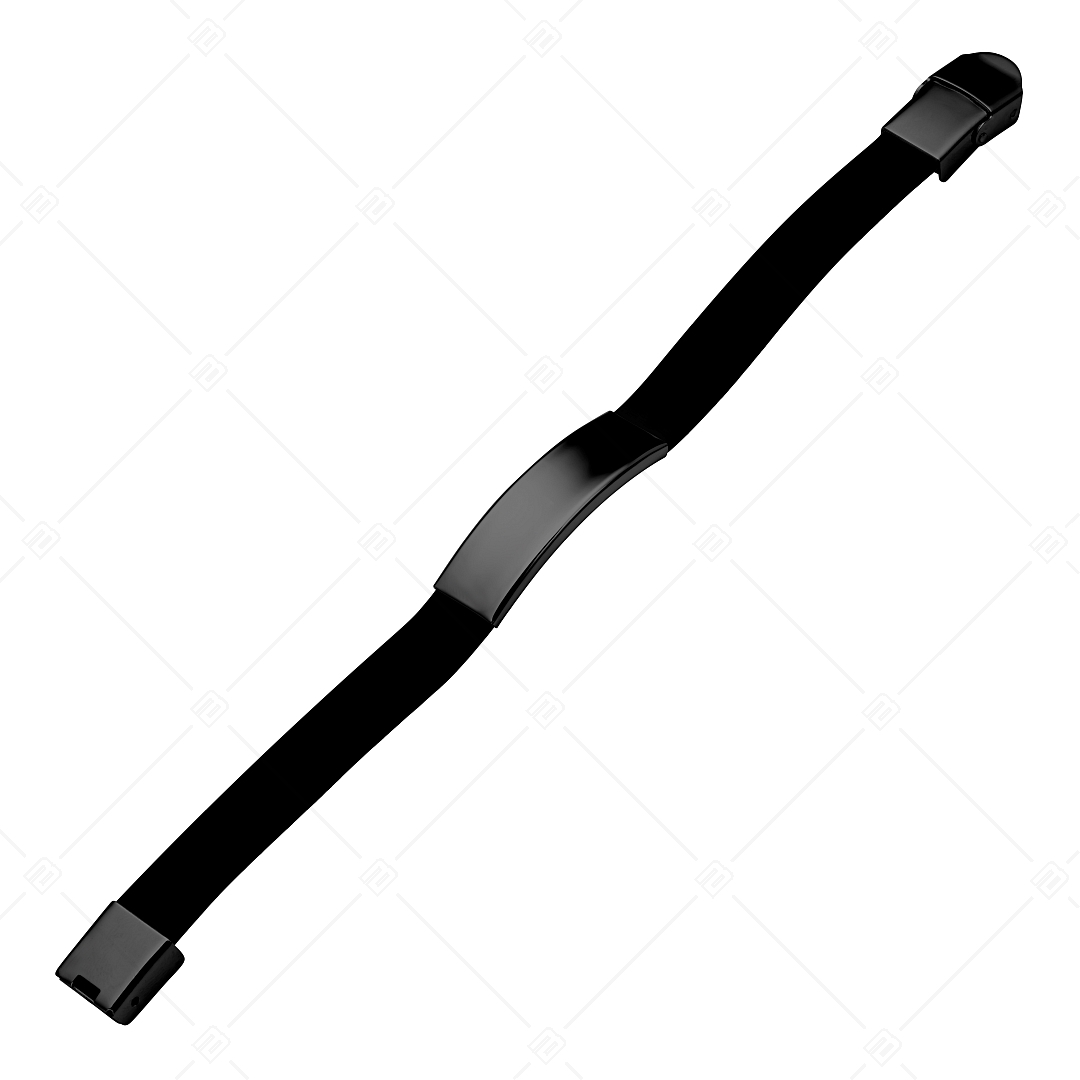 BALCANO - Fekete kaucsuk karkötő, gravírozható, téglalap alakú fekete PVD bevonatú nemesacél fejrésszel (553011CA11)
