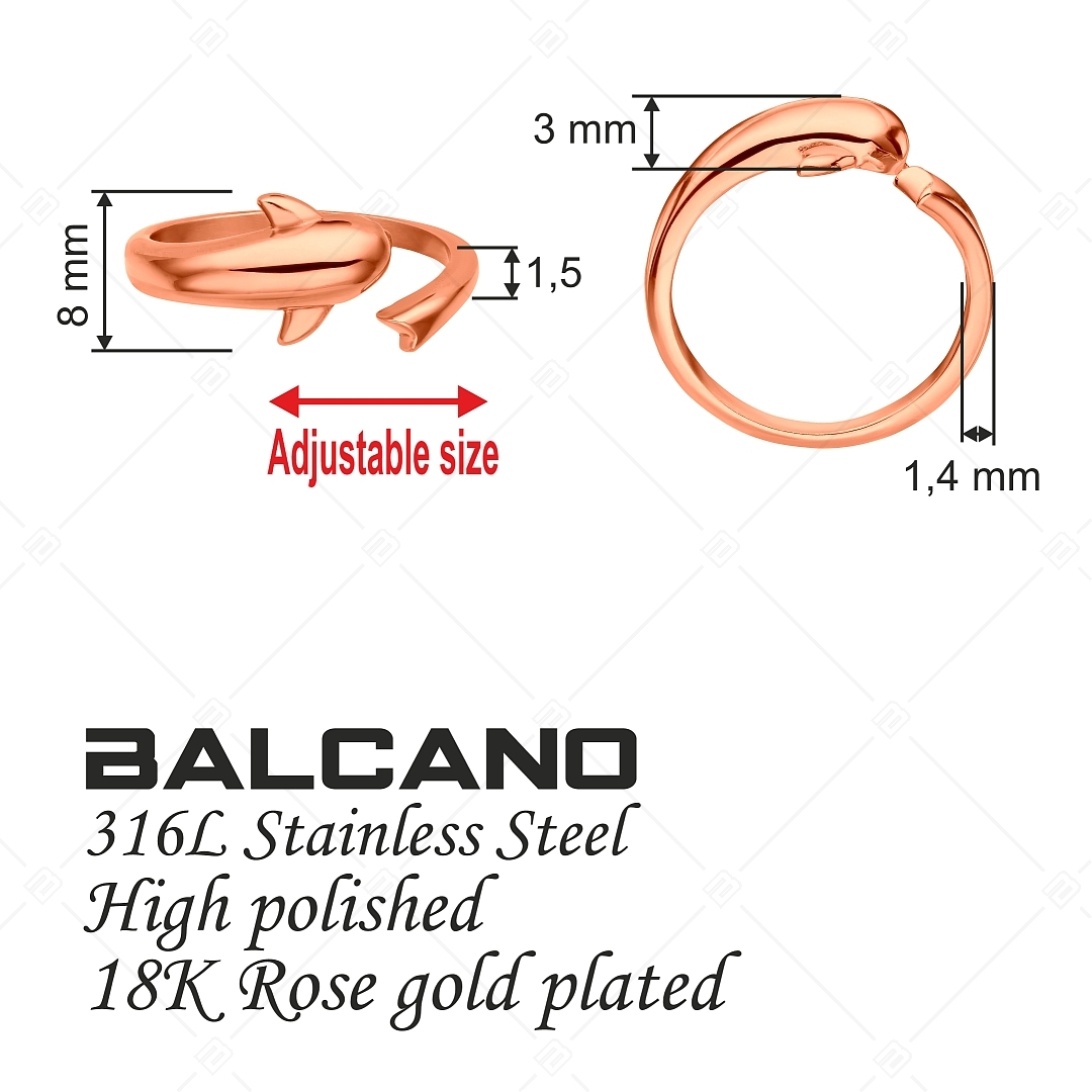 BALCANO - Dolphin / Delfin alakú nemesacél lábujjgyűrű 18K rozé arany bevonattal (651001BC96)