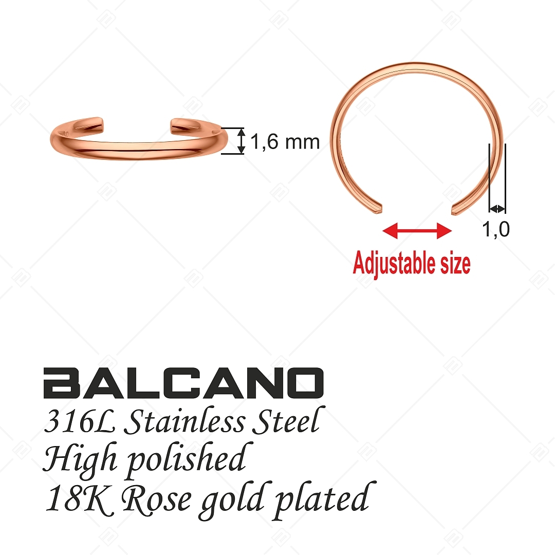 BALCANO - Simply / Vékony nemesacél lábujjgyűrű 18K rozé arany bevonattal (651003BC96)