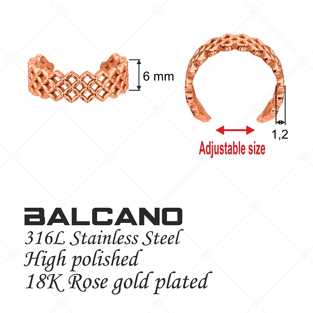 BALCANO - Lace / Nemesacél lábujjgyűrű csipke formával, 18K rozé arany bevonattal (651006BC96)