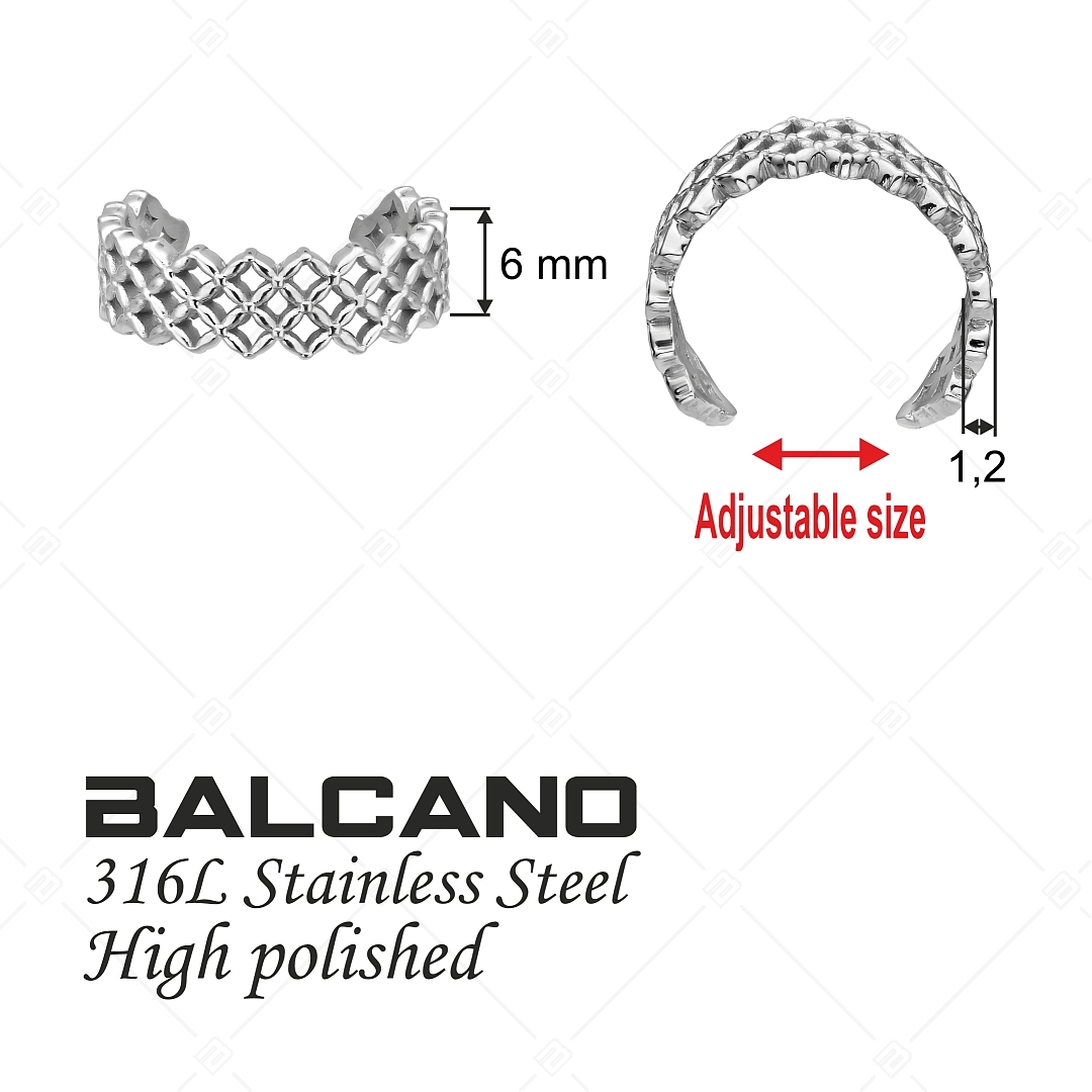 BALCANO - Lace / Nemesacél lábujjgyűrű csipke formával, magasfényű polírozással (651006BC97)