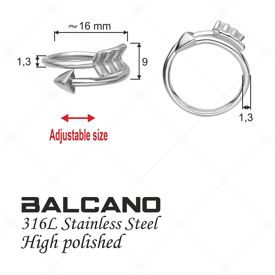 BALCANO - Arrow / Nemesacél lábujjgyűrű nyíl formával, magasfényű polírozással (651008BC97)