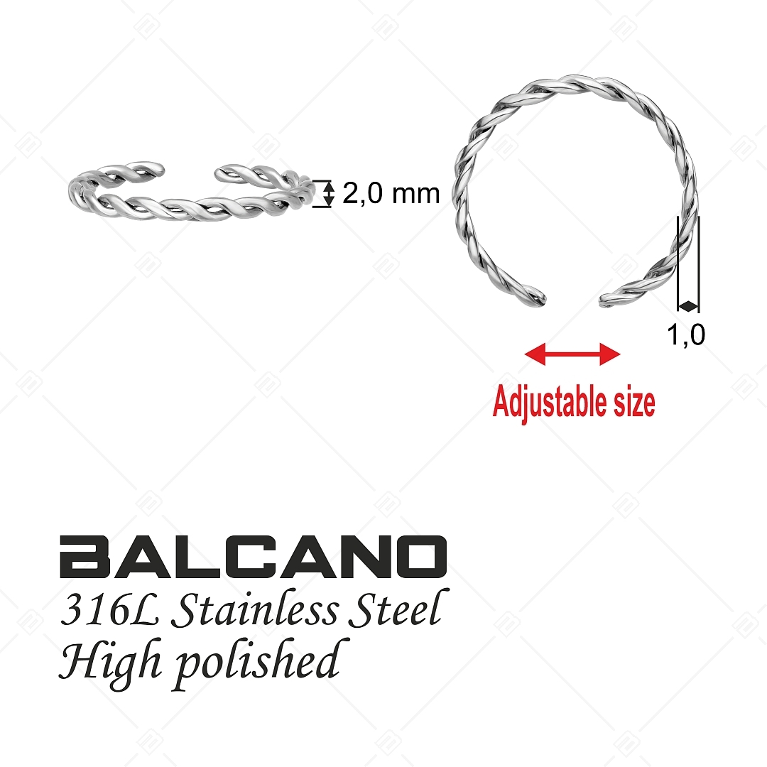 BALCANO - Tresse / Nemesacél lábujjgyűrű fonott formával, magasfényű polírozással (651010BC97)