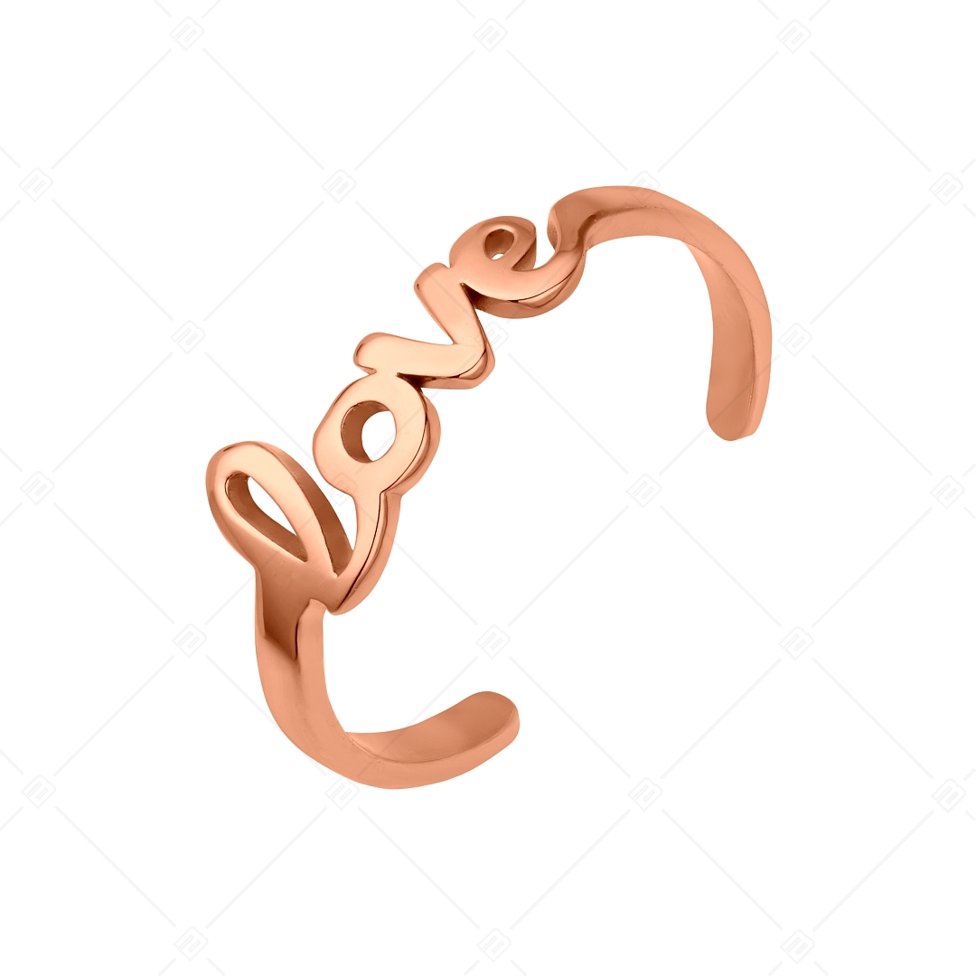 BALCANO - Love / Nemesacél lábujjgyűrű "Love" szimbólummal, 18K rozé arany bevonattal