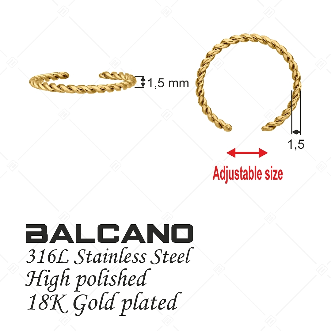BALCANO - Reel / Spirál alakú nemesacél lábujjgyűrű 18K arany bevonattal (651012BC88)