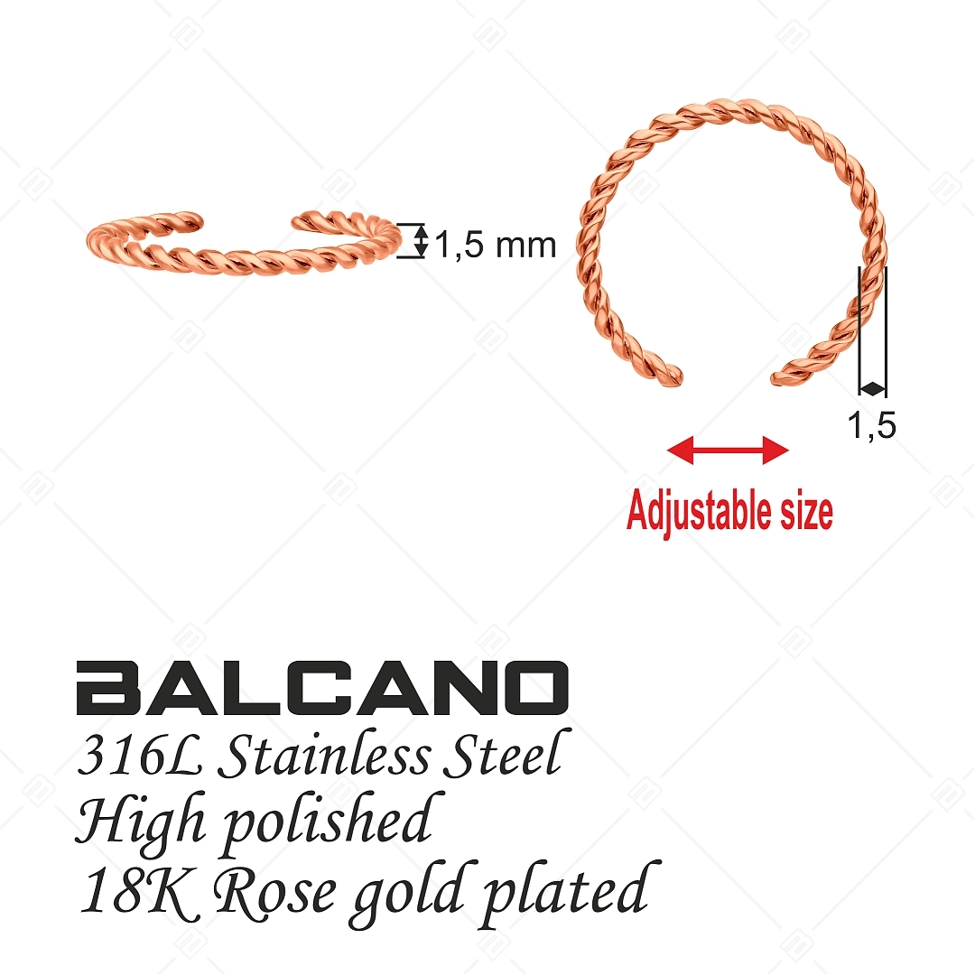 BALCANO - Reel / Spirál alakú nemesacél lábujjgyűrű 18K rozé arany bevonattal (651012BC96)