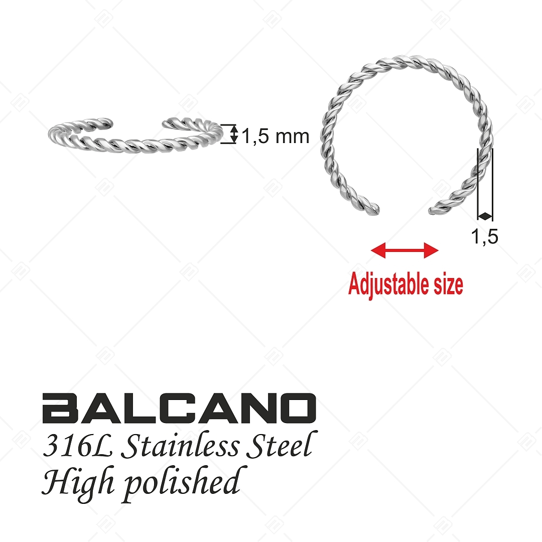 BALCANO - Reel / Spirál alakú nemesacél lábujjgyűrű magasfényű polírozással (651012BC97)
