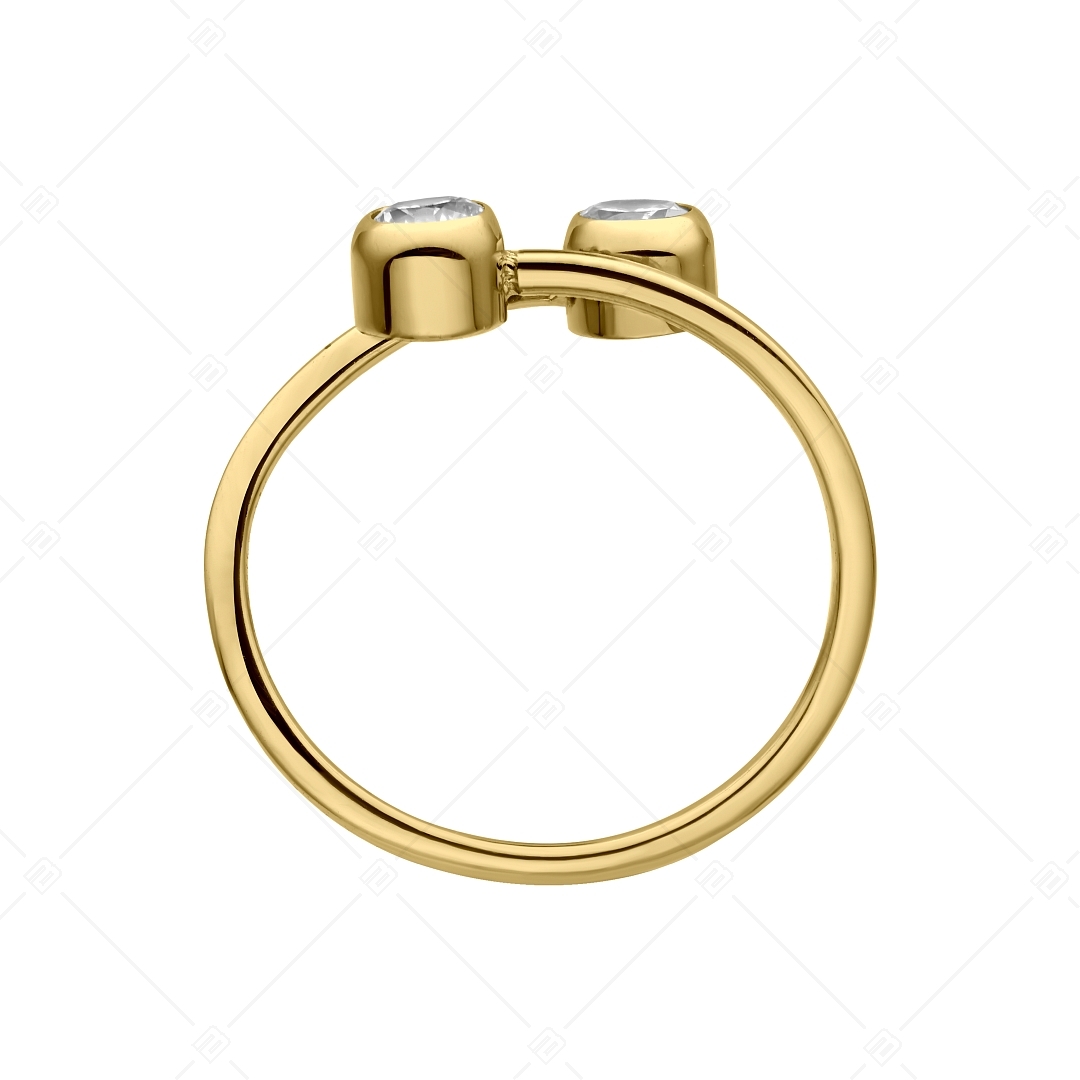 BALCANO - Twins / Nemesacél lábujjgyűrű két kerek cirkónia drágakővel, 18K arany bevonattal (651015BC88)