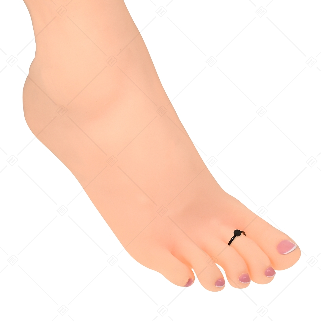 BALCANO - Bottone / Gravírozható nemesacél lábujjgyűrű kerek fejrésszel, fekete PVD bevonattal (651019BC11)
