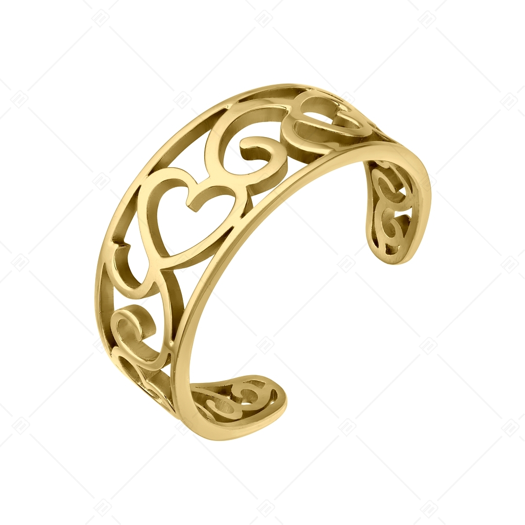 BALCANO - Vintage / Nemesacél lábujjgyűrű filigrán szív mintával, 18K arany bevonattal (651020BC88)
