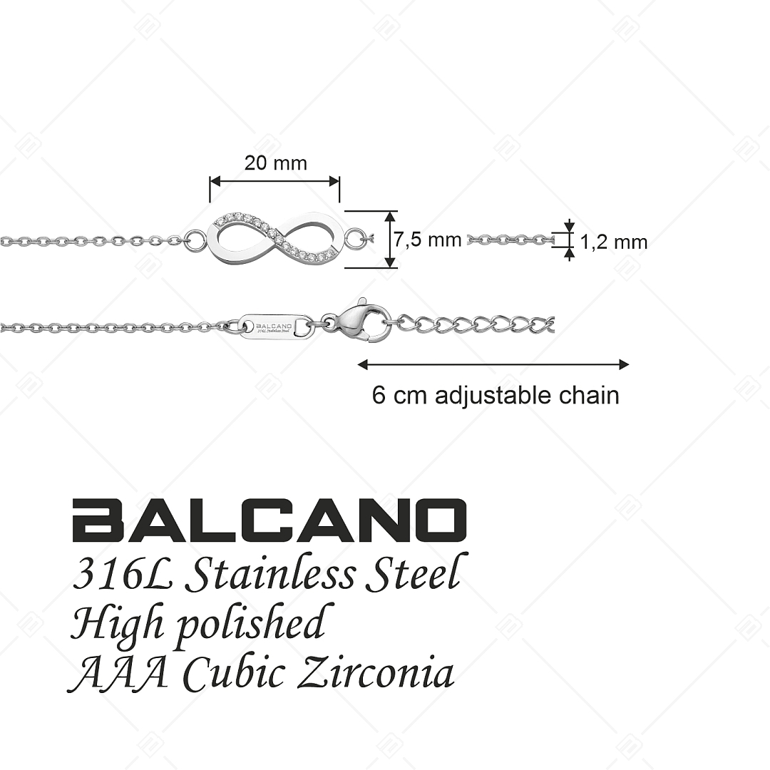 BALCANO - Infinity / Cirkónia drágaköves nemesacél anker bokalánc, magasfényű polírozással (751209BC97)
