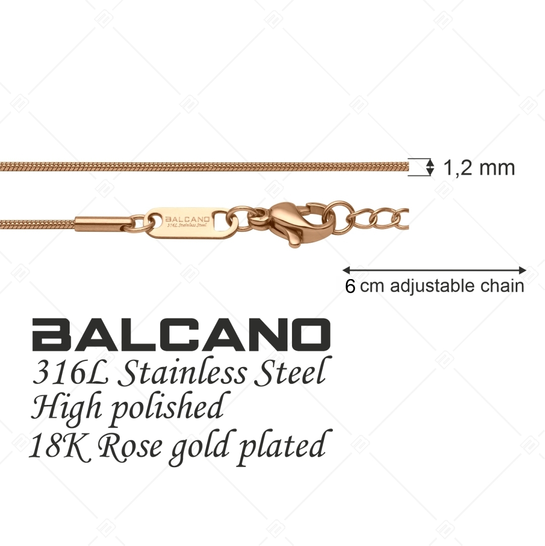 BALCANO - Snake / Nemesacél kígyólánc típusú bokalánc 18K rozé arany bevonattal - 1,2 mm (751211BC96)