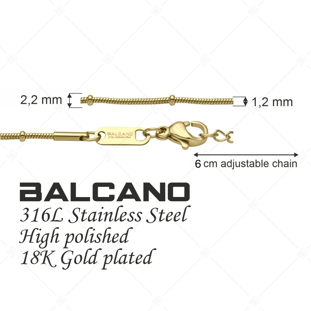 BALCANO - Beaded Snake / Nemesacél bogyós kígyólánc típusú bokalánc 18K arany bevonattal - 1,2 mm (751221BC88)