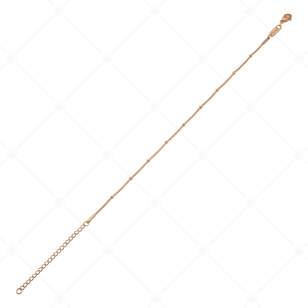 BALCANO - Beaded Snake / Nemesacél Bogyós kígyólánc típusú bokalánc 18K rozé arany bevonattal - 1,2 mm (751221BC96)