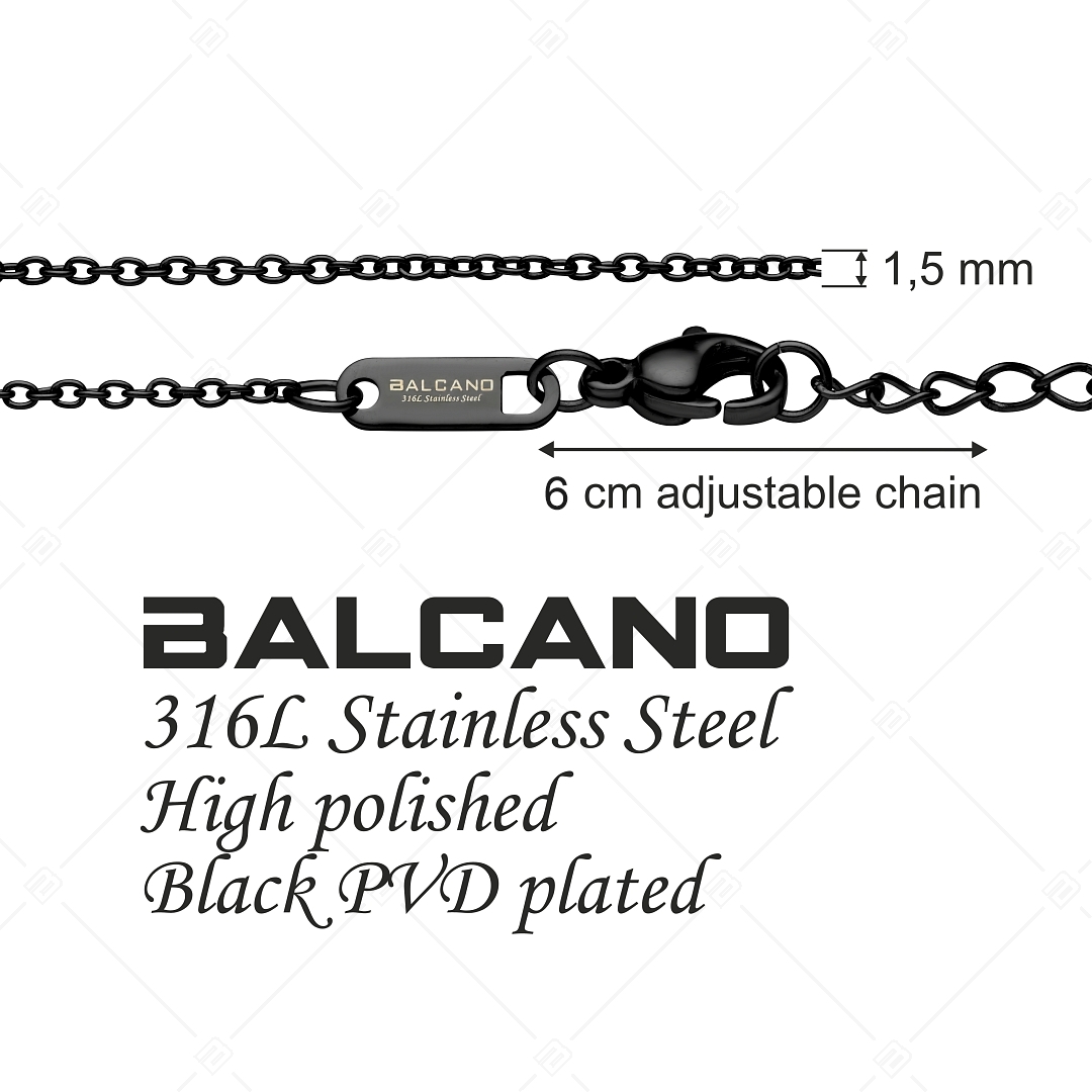 BALCANO - Cable Chain / Nemesacél anker bokalánc fekete PVD bevonattal - 1,5 mm (751232BC11)