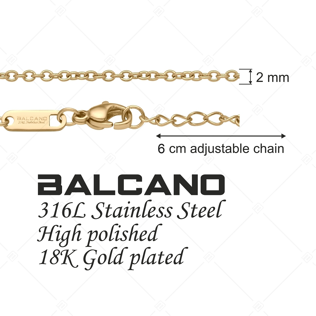 BALCANO - Cable Chain / Nemesacél anker bokalánc 18K arany bevonattal - 2 mm (751233BC88)