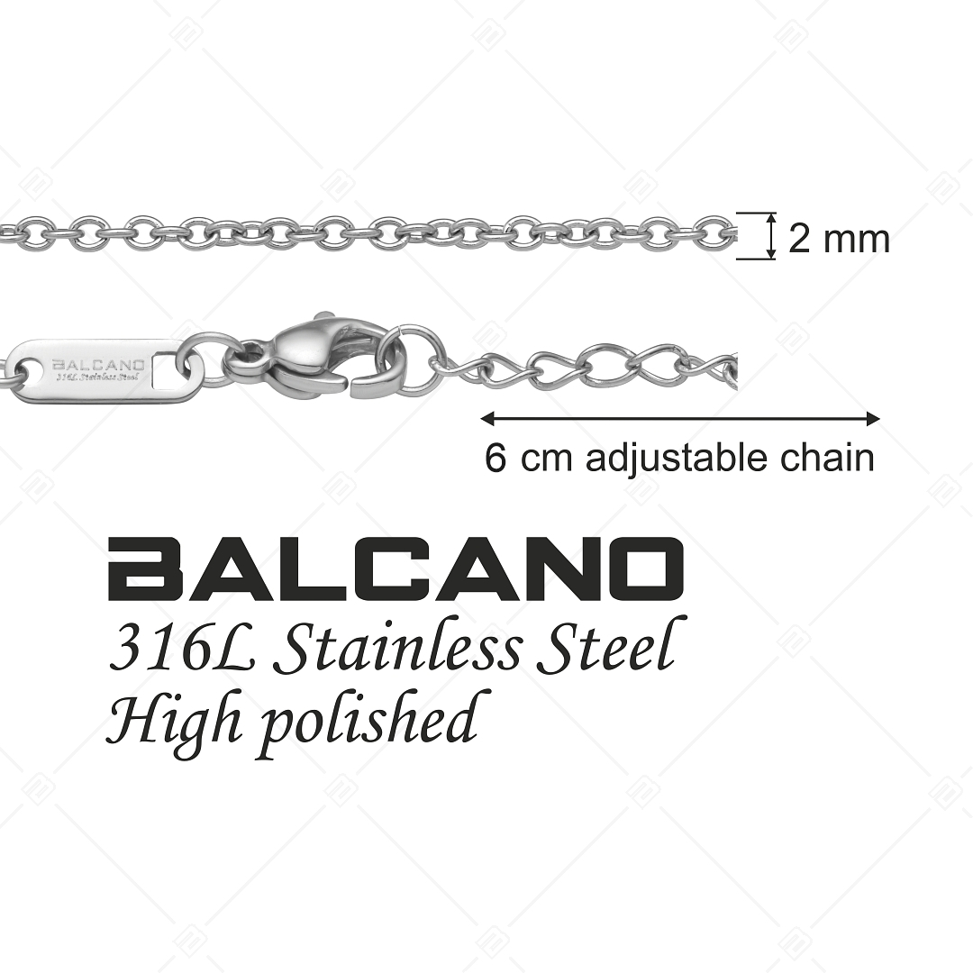BALCANO - Cable Chain / Nemesacél anker bokalánc magasfényű polírozással - 2 mm (751233BC97)