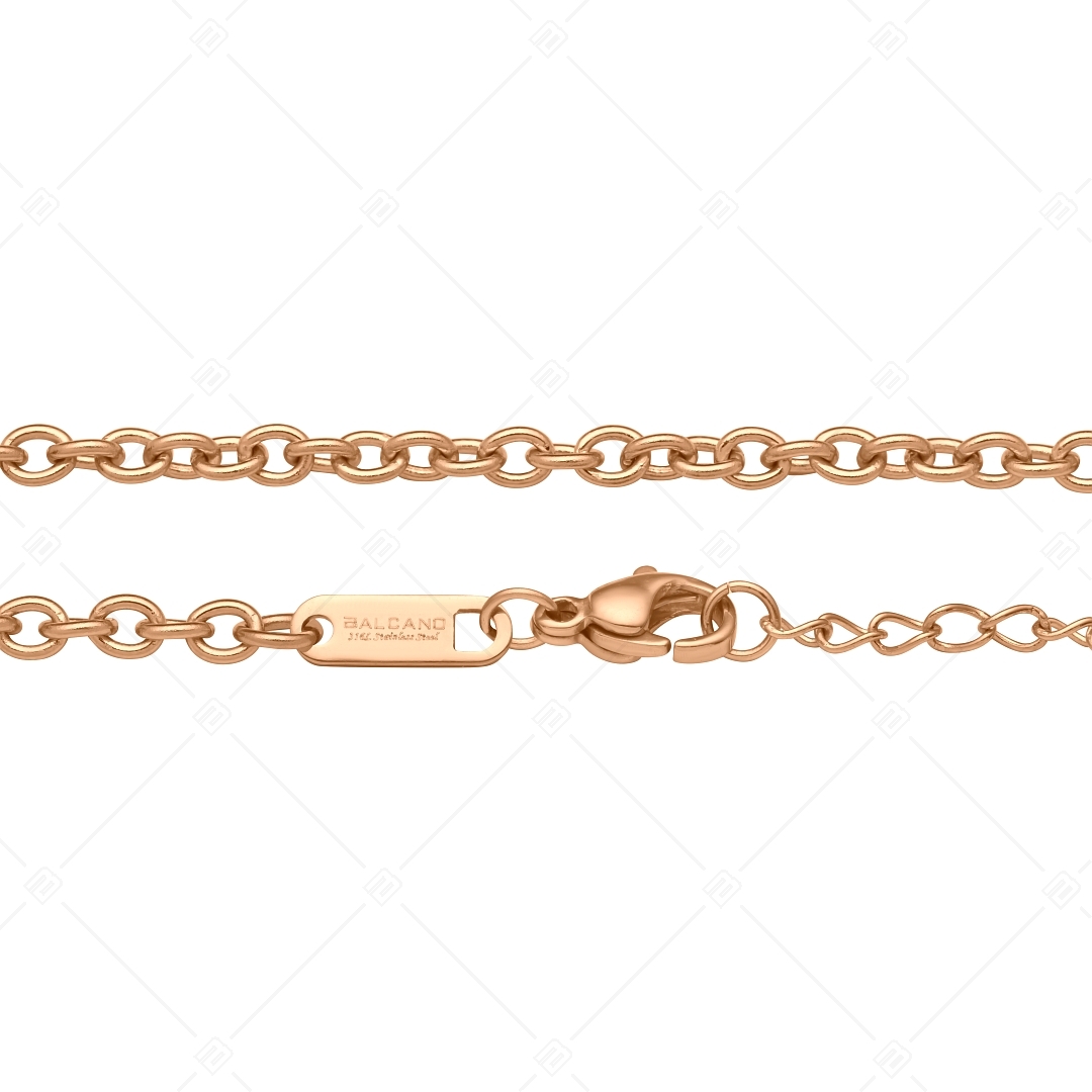 BALCANO - Cable Chain / Nemesacél anker bokalánc 18K rozé arany bevonattal - 3 mm (751235BC96)