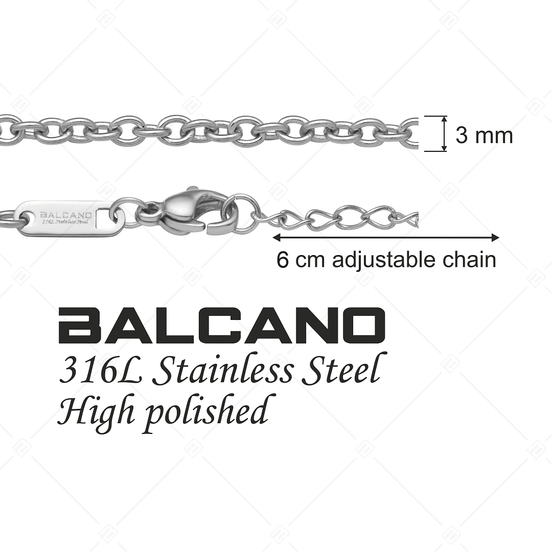 BALCANO - Cable Chain / Nemesacél anker  bokalánc magasfényű polírozással - 3 mm (751235BC97)