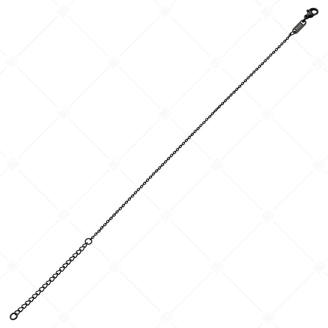 BALCANO - Flat Cable / Nemesacél lapított szemes anker bokalánc fekete PVD bevonattal - 1,5 mm (751252BC11)
