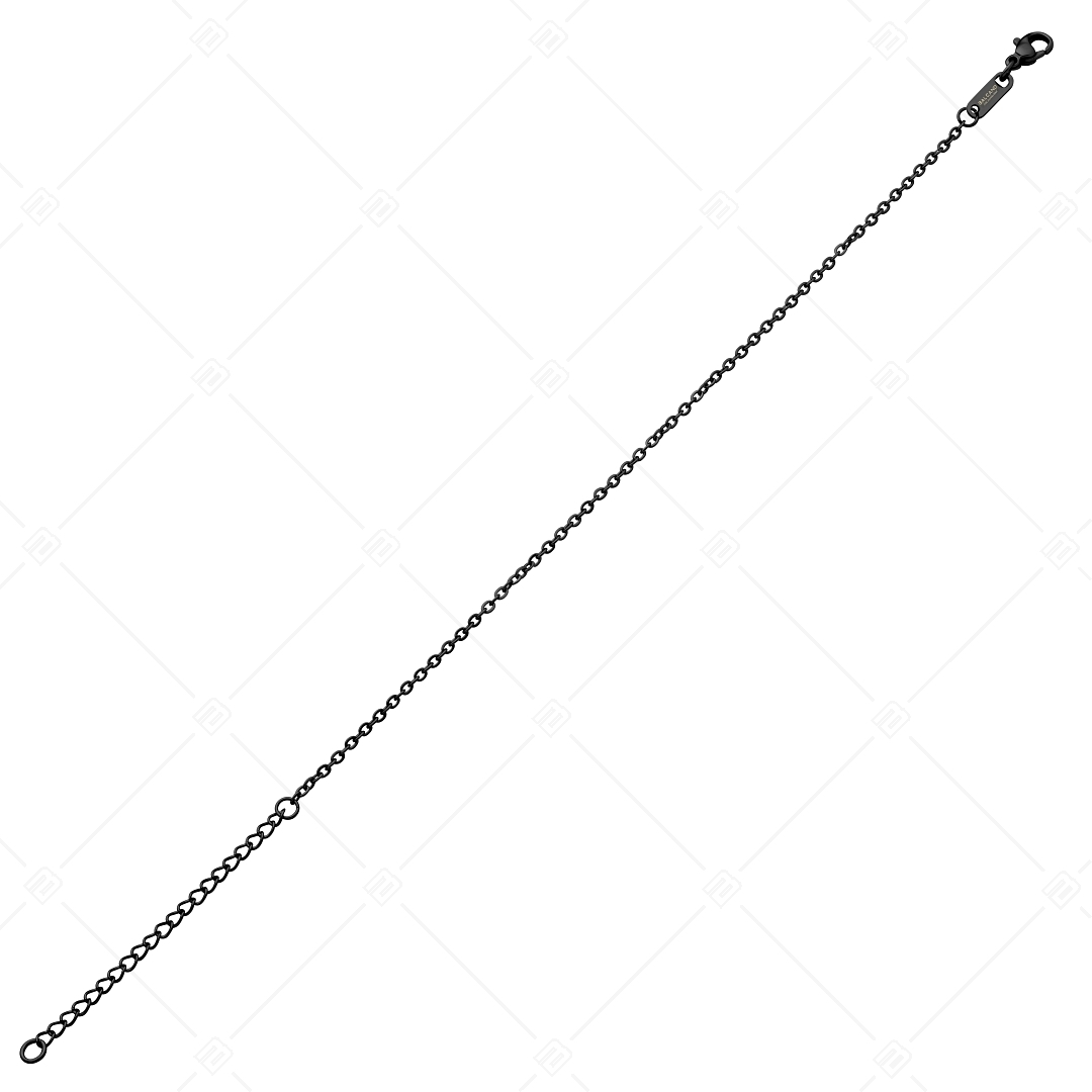 BALCANO - Flat Cable / Nemesacél lapított szemes anker bokalánc fekete PVD bevonattal - 2 mm (751253BC11)